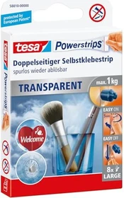 tesa Powerstrips Klebestreifen Strips large transparent, 8 Stück