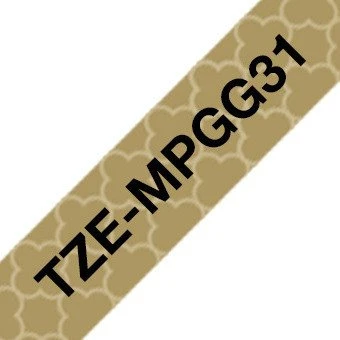 Brother TZe-MPPGG31 Beschriftungsband, 12mm, schwarz/gold (Muster)