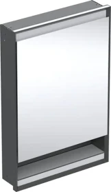Geberit ONE Spiegelschrank ComfortLight, Nische, 1 Türe, UP-Montage, 60cm, Anschlag rechts, schwarz matt/Aluminium pulverbeschichtet