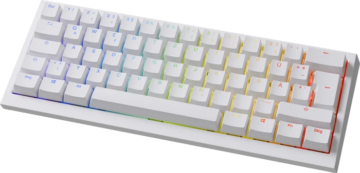 Ducky One X Mini Wireless, weiß, LEDs RGB, Inductive Analog Switch, USB/Bluetooth, DE