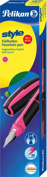 Pelikan Style neonpink/schwarz, rechte Hand/linke Hand, mittel, Faltschachtel
