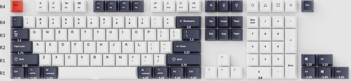 Keychron OEM Dye-Sub Keycap-Set Bluish Black White - Version B, Kunststoff (PBT), Bluish Black White, weiß/schwarz/blau, 114 Tasten, ANSI-US