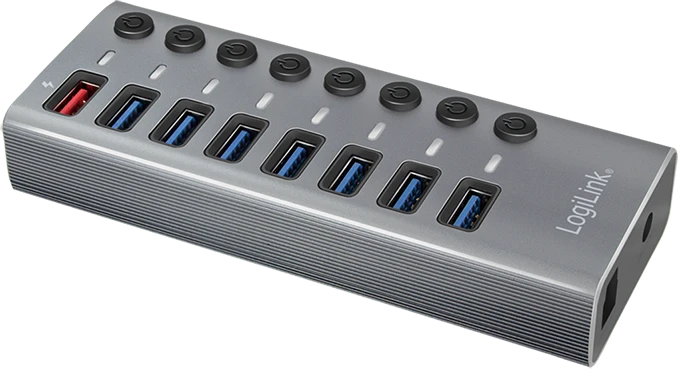 LogiLink USB-Hub mit Ladeanschluss, 7x USB-A 3.0, USB-B 3.0 [Buchse]