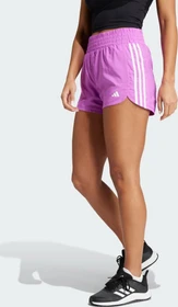 adidas Pacer Training 3-Streifen Woven High-Rise Trainingshose kurz purple burst/white/dgh solid grey (Damen)