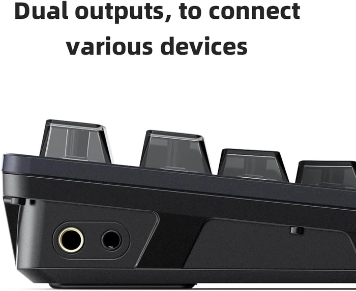 FiiO KB3 HiFi Tastatur mit integriertem Kopfhörerverstärker, schwarz/transluzent, Gateron G Pro 3.0 YELLOW, USB, US
