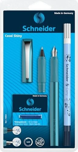 Schneider Ceod Shiny Füllfeder und Kugelschreiber-Set, teal, 9 Stück
