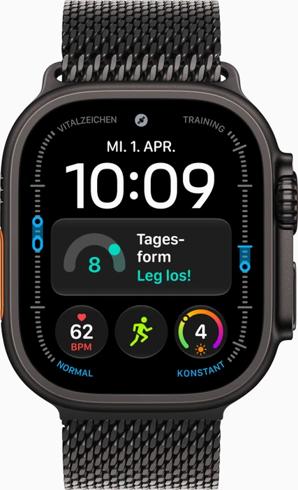Apple Watch Ultra 4 schwarz mit Milanaise-Armband Large schwarz