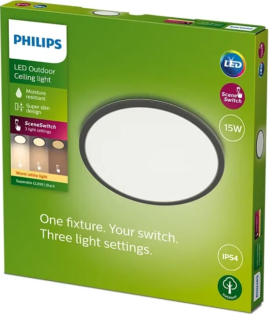 Philips Super Slim LED-Panel rund 15W schwarz