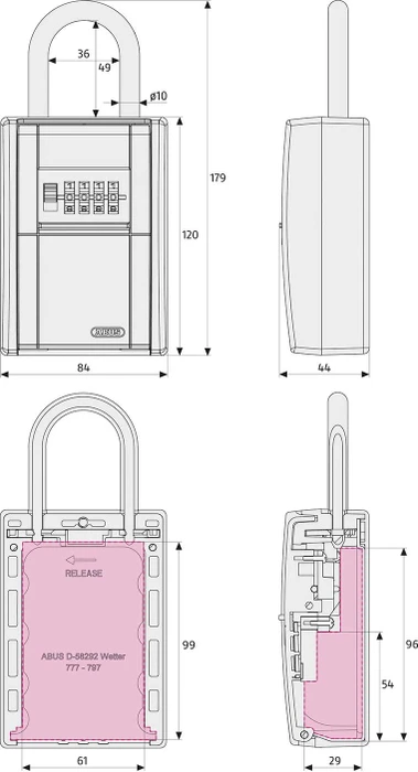 ABUS KeyGarage 797 LED mit Bügel Schlüsselkasten, schwarz/silber, mechanische Zahlenkombination