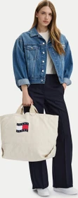 Tommy Hilfiger Wavy Flag Canvas Tote Shopper newsprint beige