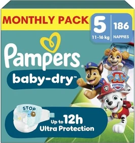 Pampers Baby-Dry Gr.5 Paw Patrol Einwegwindel, 11-16kg, 186 Stück