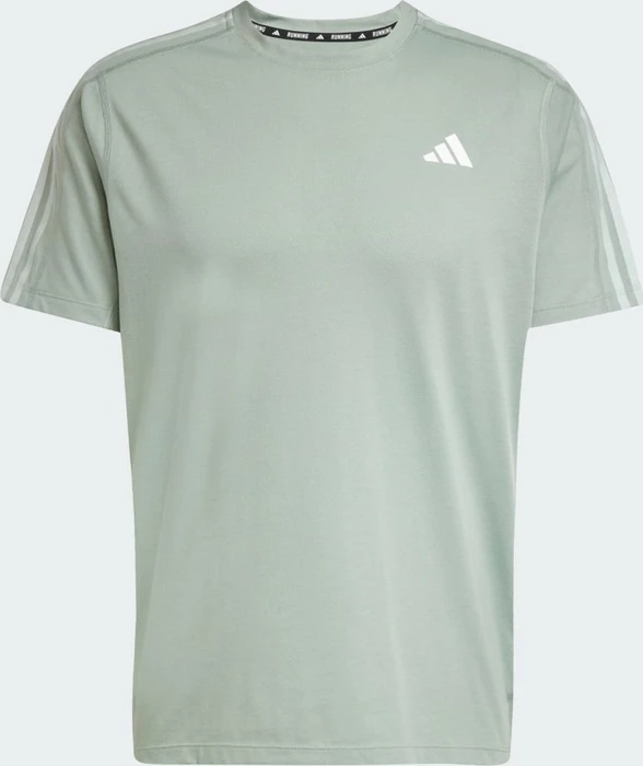 adidas Own The Run 3-Streifen Laufshirt kurzarm silver green (Herren)