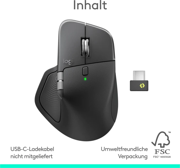 Logitech MX Master 4 Graphite, dunkelgrau, Logi Bolt, USB/Bluetooth