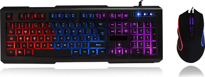 CiT WKB208 Avenger 3 Colour LED Iluminated Gaming Keyboard and Mouse, USB, UK