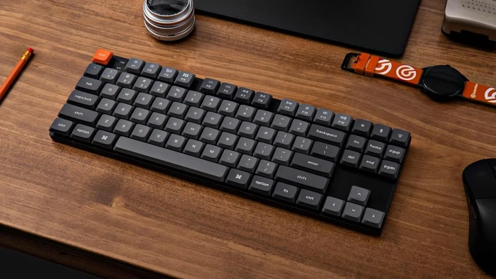 Keychron K1 Max, 80% TKL, grau/orange, LEDs weiß, Gateron LOW PROFILE 2.0 RED, USB/Bluetooth, US