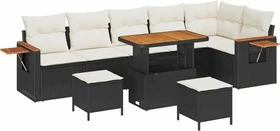 vidaXL Polyrattan Gartensofa Lounge-Set schwarz/creme, 11-tlg.