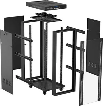 Lanberg 19" Rackschrank 32HE, LCD, freistehend, Flat Pack, Glastür, IP20, RAL 9004, 1000mm tief
