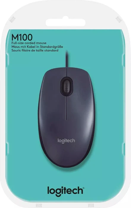 Logitech M100 V2 Refresh Optical Mouse dunkelgrau, USB