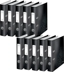 Leitz Qualitäts Ordner 2-Ring 180° WOW, 50mm, A4, schwarz, 10er-Pack