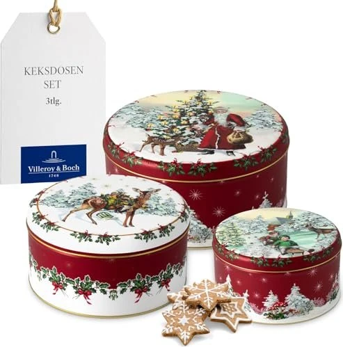 Villeroy & Boch Winter Collage Gebäckdose Aufbewahrungsbehälter-Set, 3-tlg.