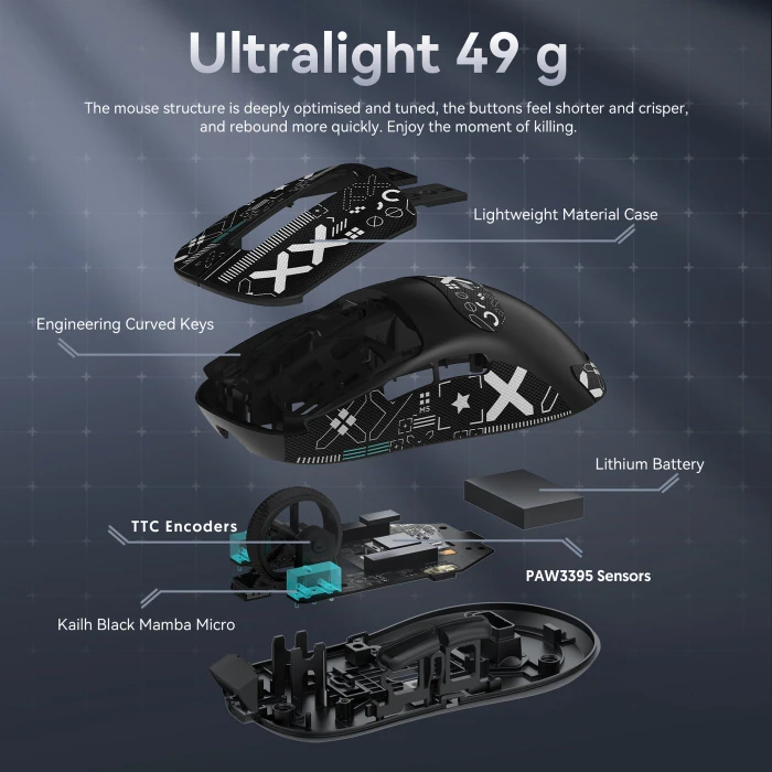 Attack Shark X3Pro Wireless Gaming Mouse weiß, inkl. Grip Tape, USB/Bluetooth