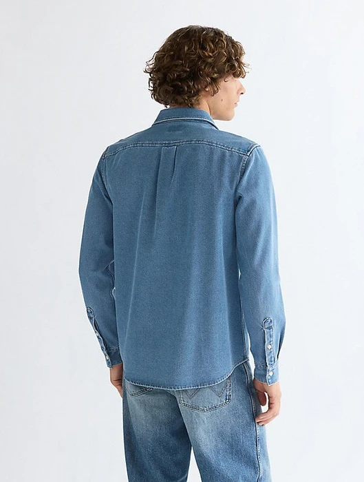 Wrangler Regular 1 Pocket Hemd langarm light wash (Herren)
