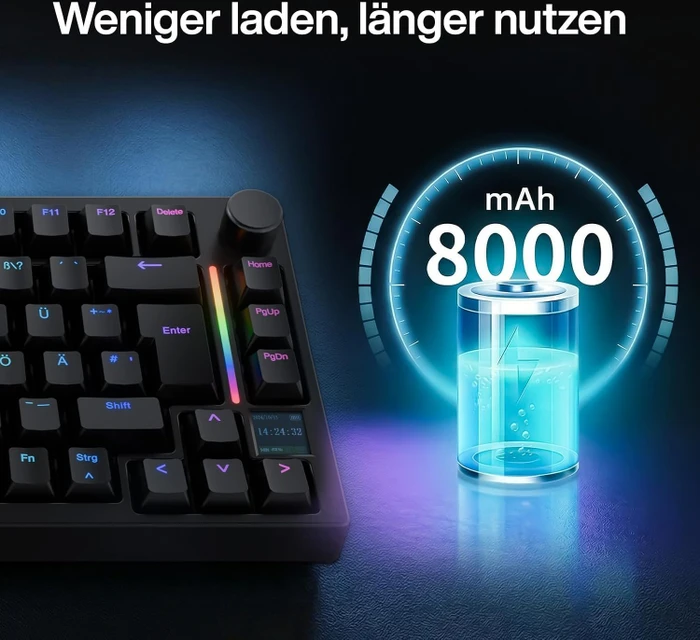 Gamakay TK75 TMR Mechanical Keyboard, White, Phoenix V3 linear, USB/Bluetooth, DE