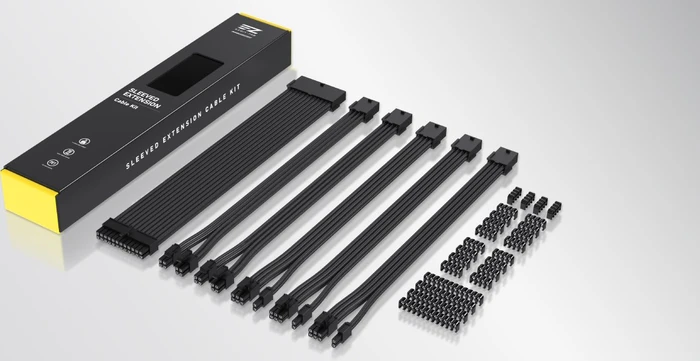 EZDIY-FAB Cable Extension Kit, 1x 24-Pin, 2x 4/8-Pin ATX, 3x 8-Pin PCIe, 16AWG, schwarz