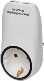 Emos Steckdosenadapter P0072, 1-fach, 2x USB-A, weiß
