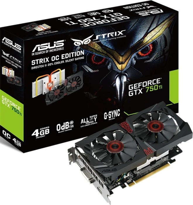 ASUS Strix GeForce GTX 750 Ti OC, STRIX-GTX750Ti-DC2OC-4GD5, 4GB GDDR5, DVI, HDMI, DP