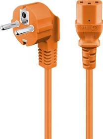 Wentronic Goobay Kaltgeräte Netzkabel, Schutzkontakt auf Kaltgerätestecker C13, gewinkelt, orange, 5m