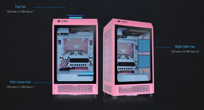 Thermaltake The Tower 200 Bubble Pink, rosa, Glasfenster, Mini-ITX