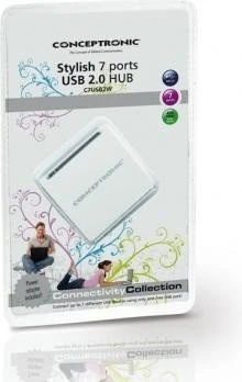 Conceptronic Stylish USB-Hub, 7x USB-A 2.0, USB 2.0 Mini-B [Buchse]