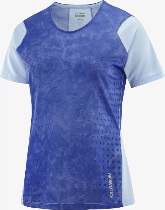 Salomon Sense Aero Laufshirt kurzarm chambray blue/surf the web (Damen)