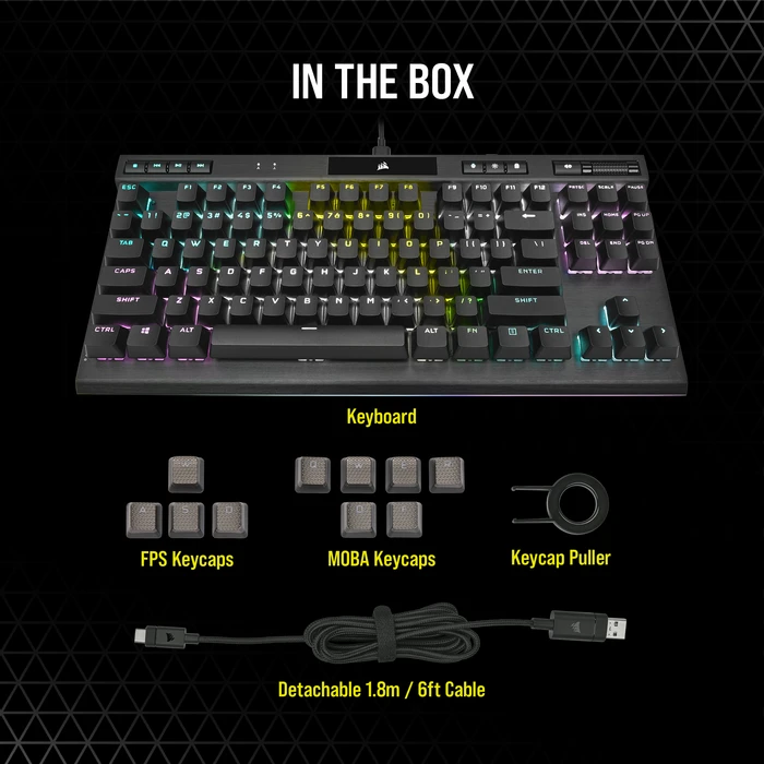Corsair Gaming K70 RGB TKL - Champion Series, MX SPEED RGB Silver, USB, DE