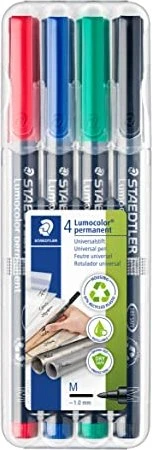 Staedtler Lumocolor 317 permanent rot/blau/grün/schwarz, 4er-Set