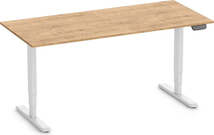 Ergolutions Primus elektrisch höhenverstellbarer Sitz-Steh-Schreibtisch 180x80cm Eiche/weiß