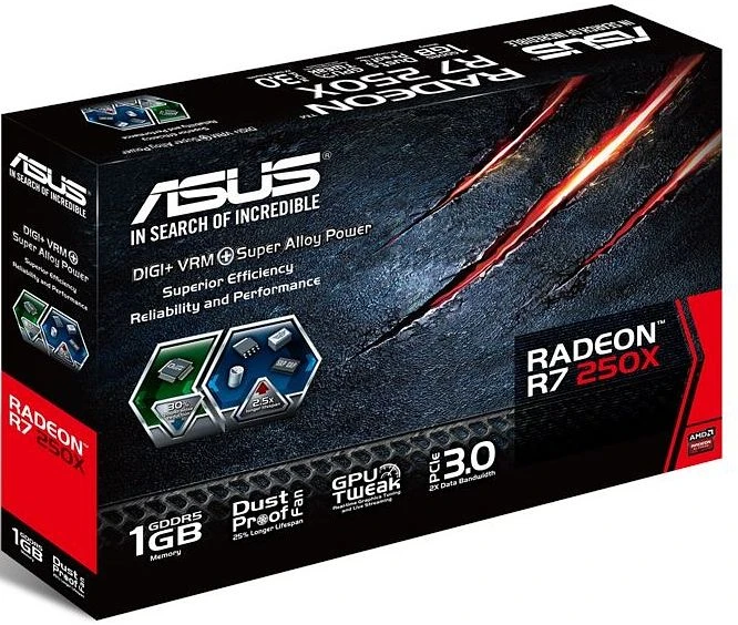 ASUS Radeon R7 250X, Radeon R7 250X, 1GB GDDR5, DVI, HDMI, DP