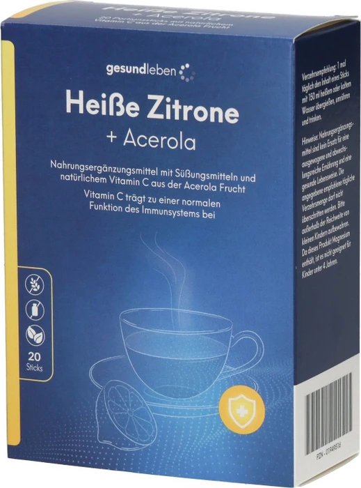 Gehe Gesund Leben Heiße Zitrone + Acerola Pulver Sticks, 20 Stück