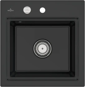 Villeroy & Boch Subway Style 50 S Einbau Becken mittig mit Ablauffernbedienung pure black