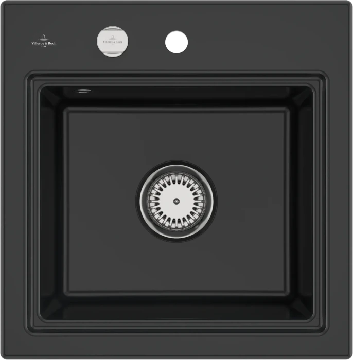 Villeroy & Boch Subway Style 50 S Einbau Becken mittig mit Ablauffernbedienung pure black