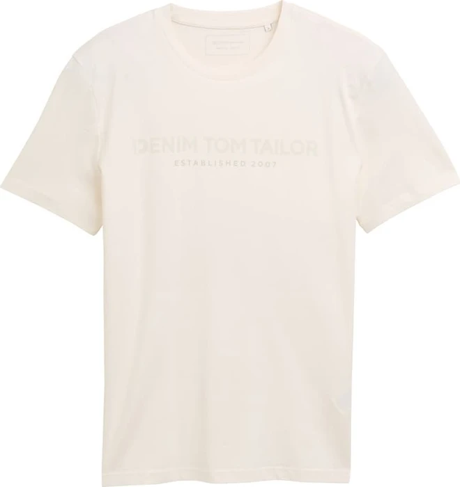Tom Tailor Basic mit Logo-Print T-Shirt kurzarm macaroon cream (Herren)