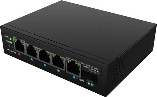 Lanberg ILFE Railmount Switch, 5x RJ-45, 1x SFP, 90W PoE++