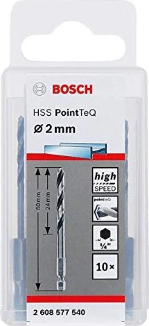 Bosch Professional HSS PointTeQ Spiralbohrer, 2x24x60mm, 10 Stück