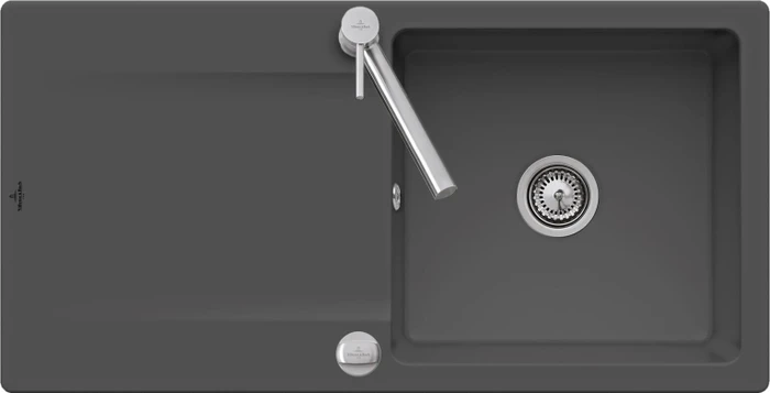Villeroy & Boch Siluet 60 Einbau Becken reversibel mit Ablauffernbedienung graphite