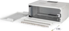 Digitus Professional SoHo Pro Line 19" Wandgehäuse SET 4HE, unmontiert, Sicherheitsglastür, IP20, RAL 7035, 400mm tief