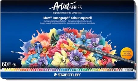 Staedtler Mars Lumograph colour aquarell 104 Aquarellstift sortiert, Metalletui, 60er-Set