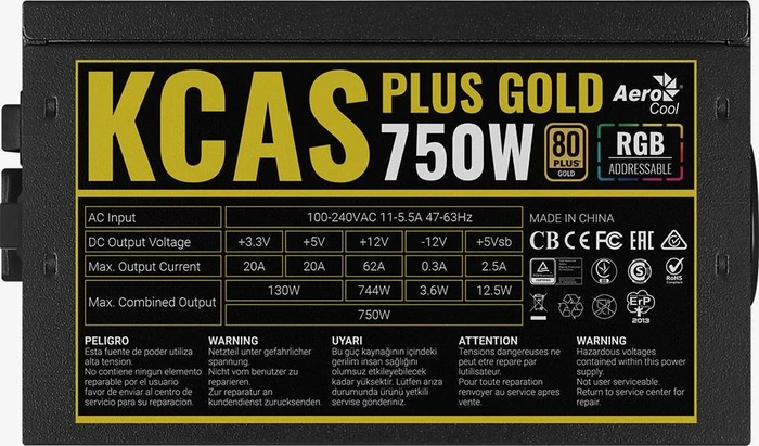 AeroCool KCAS PLUS GOLD 750W, ATX 2.52