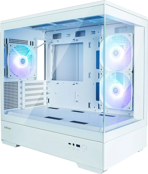 Zalman P30 White, weiß, Glasfenster