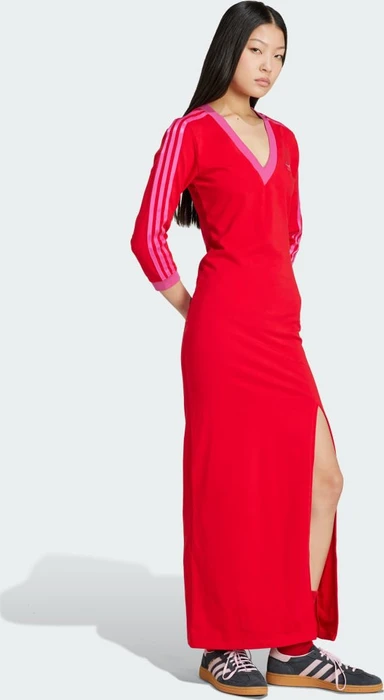 adidas Adicolor Classics 3-Streifen Maxi Kleid better scarlet/semi lucid fuchsia (Damen)